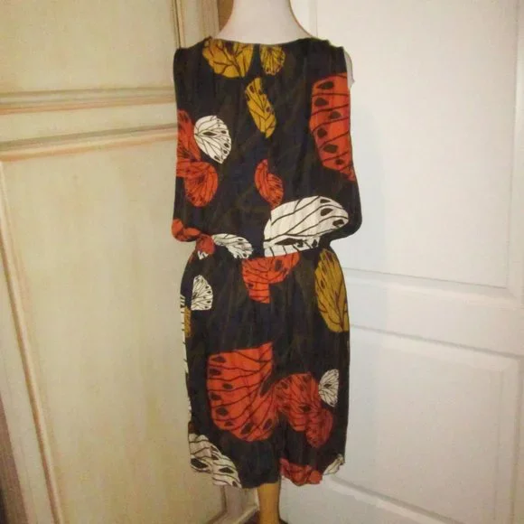 Anthropologie Multicolor Leaf Print Dress - Picture 4 of 7